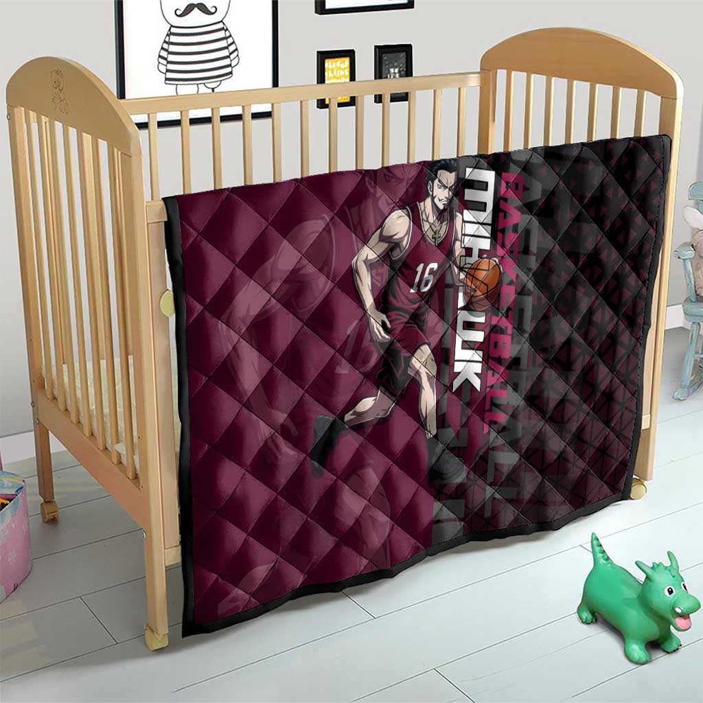 Mihawk One Piece Basketball Quilt Aggressive Pose - The Mazicc