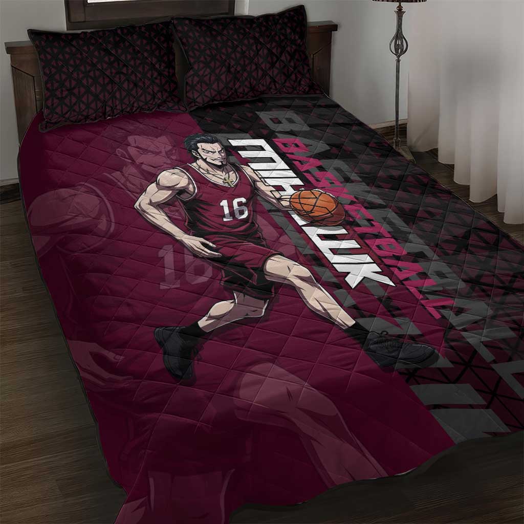 Mihawk One Piece Basketball Quilt Bed Set Aggressive Pose - The Mazicc