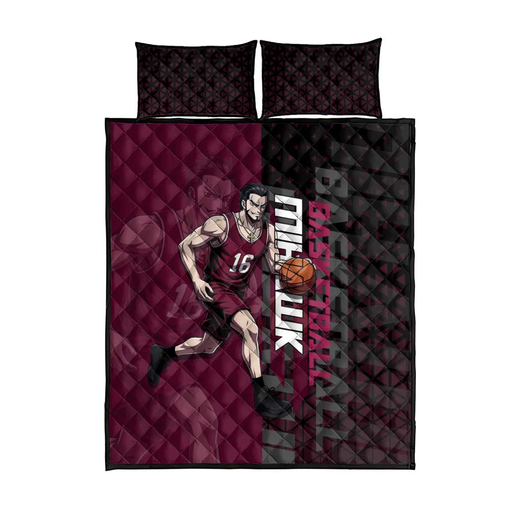 Mihawk One Piece Basketball Quilt Bed Set Aggressive Pose - The Mazicc