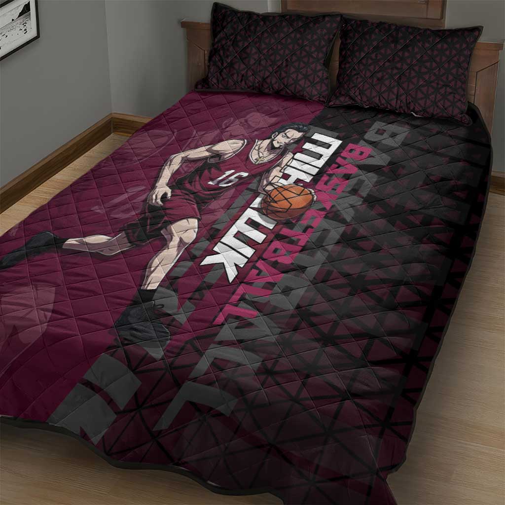 Mihawk One Piece Basketball Quilt Bed Set Aggressive Pose - The Mazicc