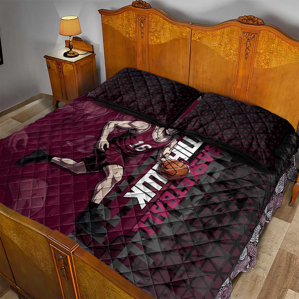Mihawk One Piece Basketball Quilt Bed Set Aggressive Pose - The Mazicc