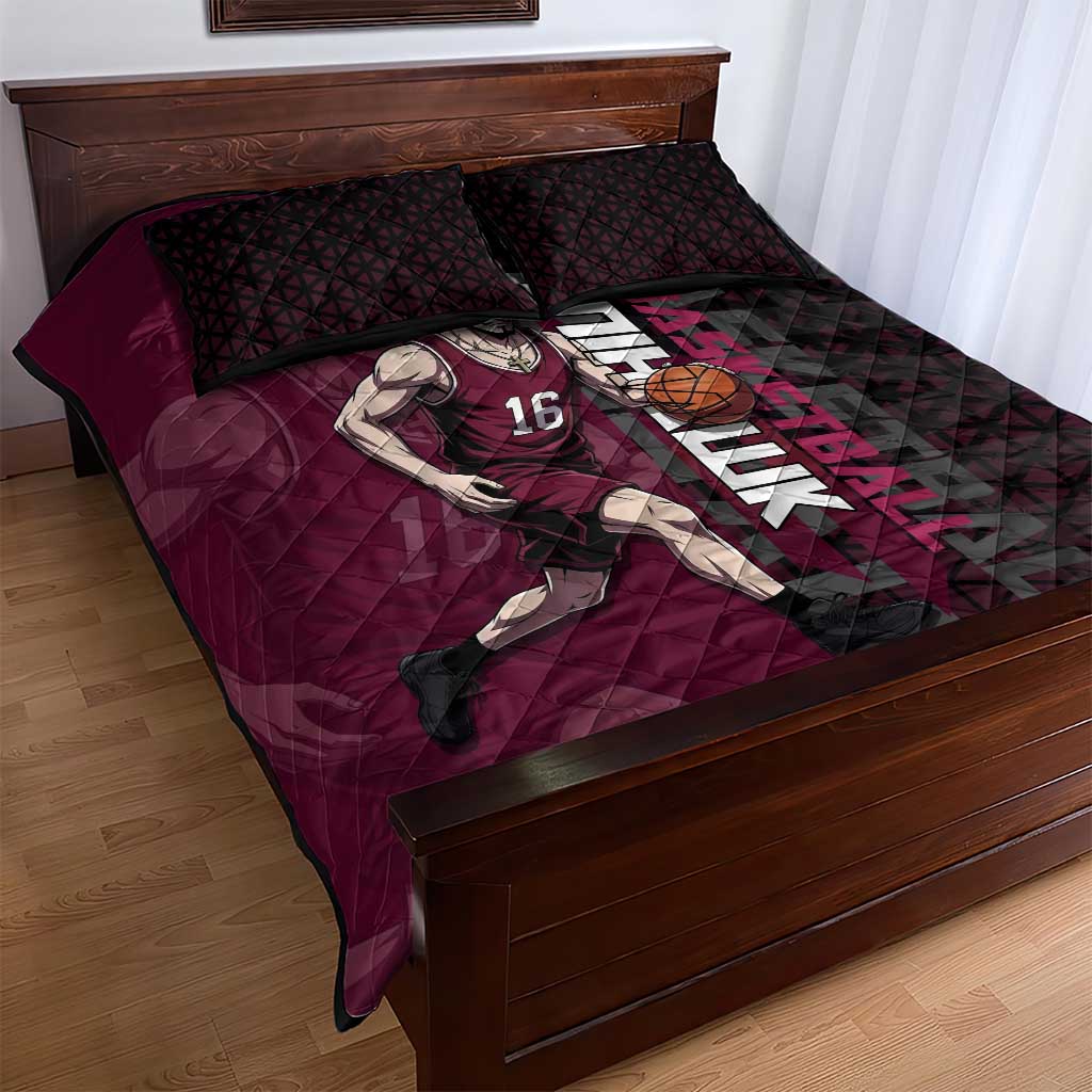 Mihawk One Piece Basketball Quilt Bed Set Aggressive Pose - The Mazicc