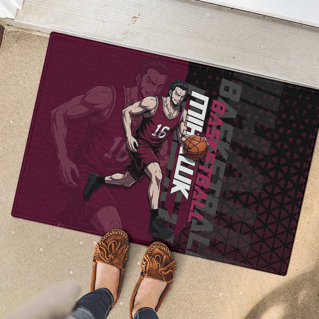 Mihawk One Piece Basketball Rubber Doormat Aggressive Pose - The Mazicc