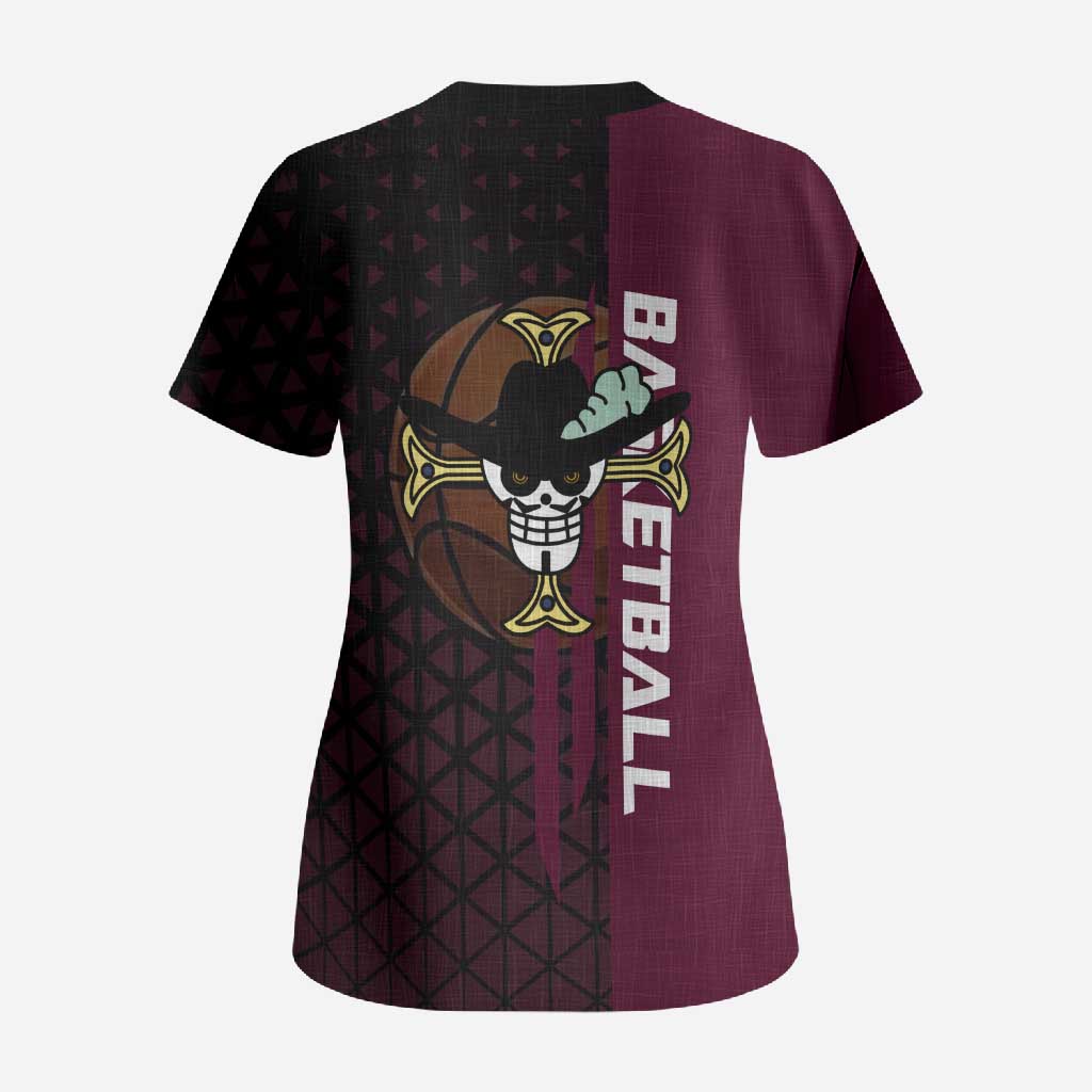 Mihawk One Piece Basketball Scrub Top Aggressive Pose - The Mazicc