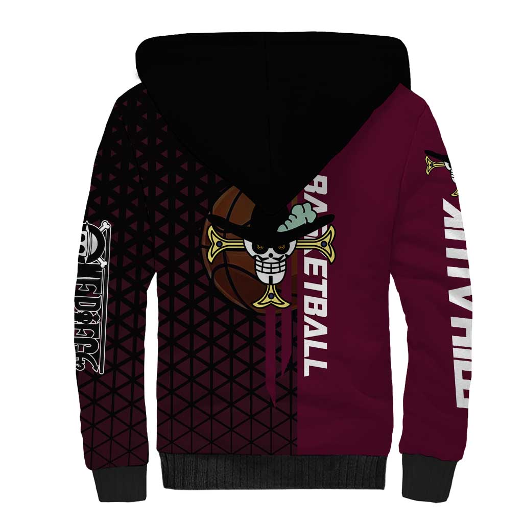Mihawk One Piece Basketball Sherpa Hoodie Aggressive Pose - The Mazicc
