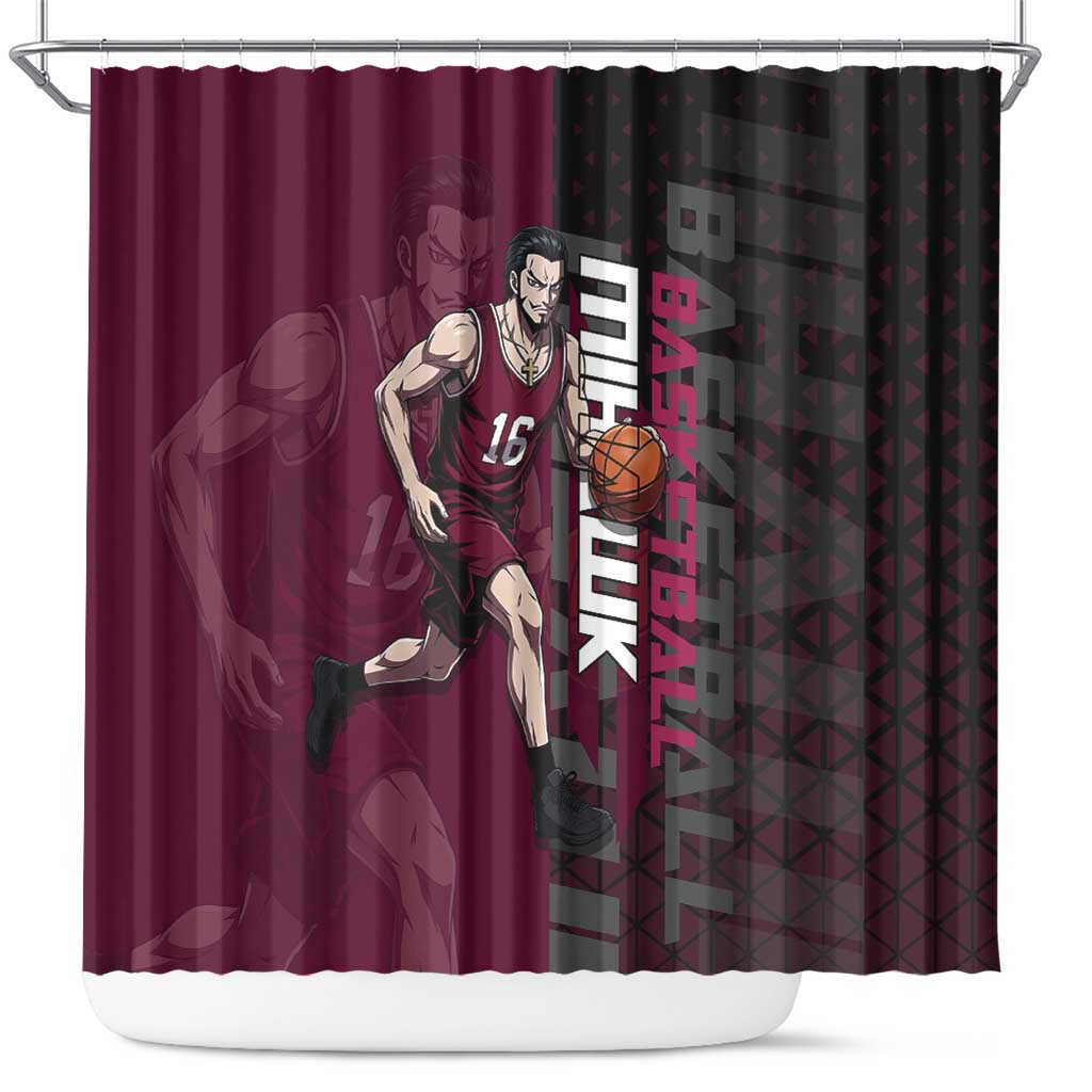 Mihawk One Piece Basketball Shower Curtain Aggressive Pose - The Mazicc