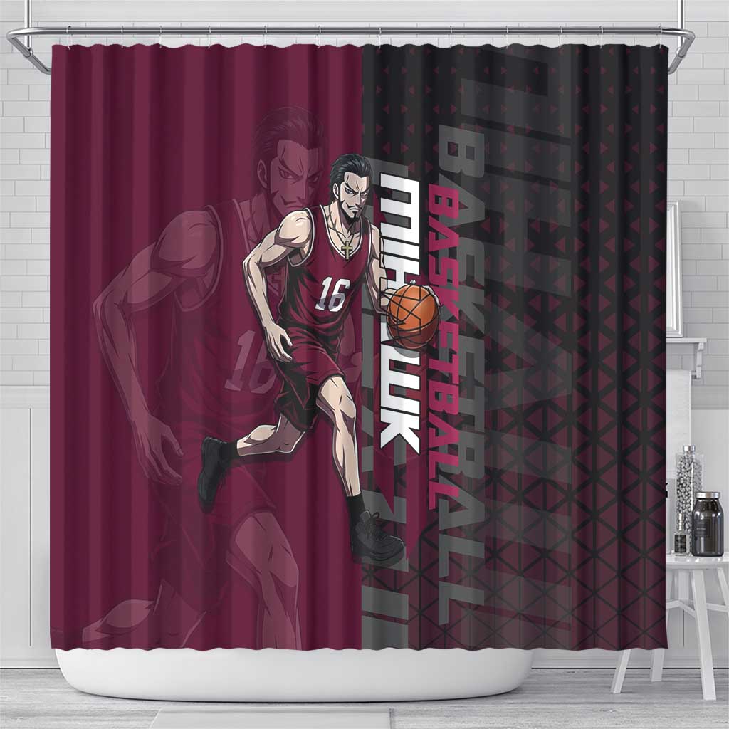 Mihawk One Piece Basketball Shower Curtain Aggressive Pose - The Mazicc