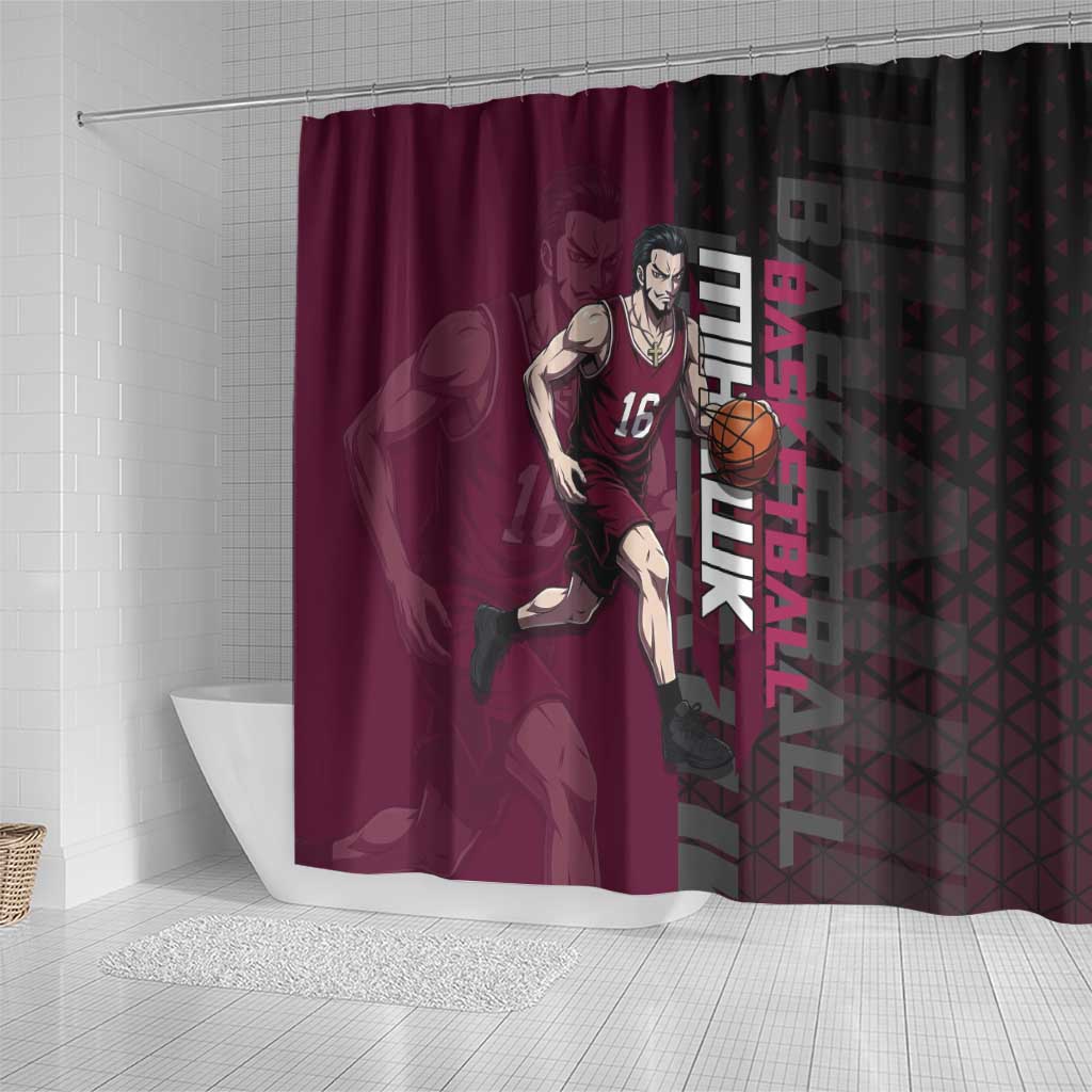 Mihawk One Piece Basketball Shower Curtain Aggressive Pose - The Mazicc