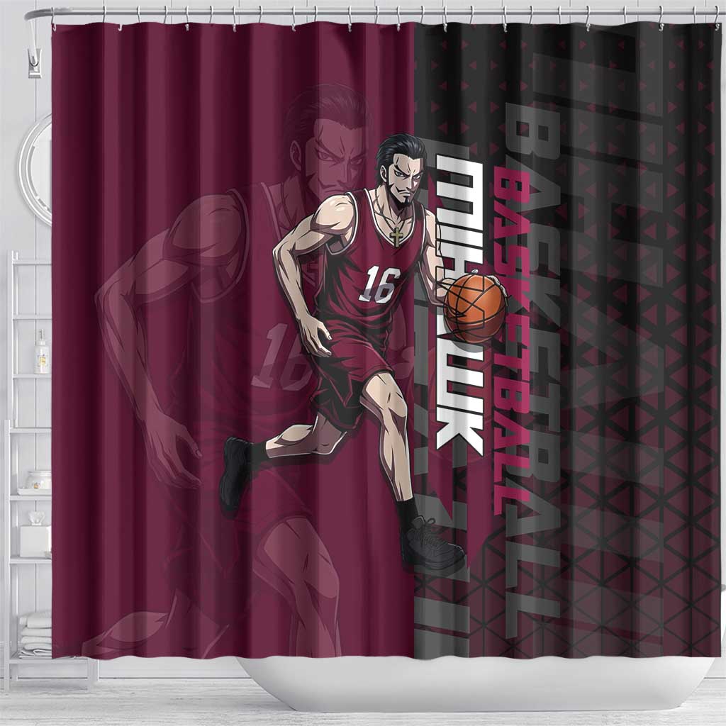 Mihawk One Piece Basketball Shower Curtain Aggressive Pose - The Mazicc