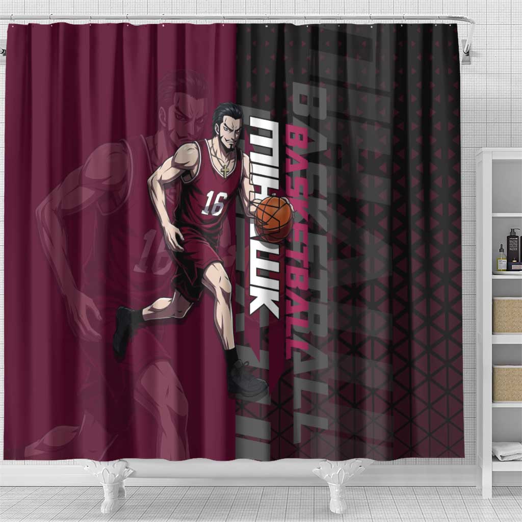 Mihawk One Piece Basketball Shower Curtain Aggressive Pose - The Mazicc