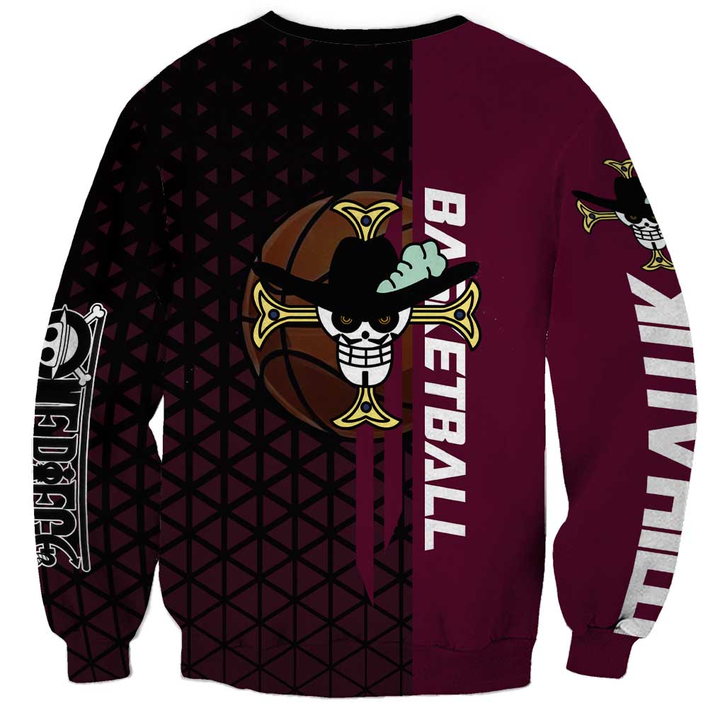Mihawk One Piece Basketball Sweatshirt Aggressive Pose - The Mazicc