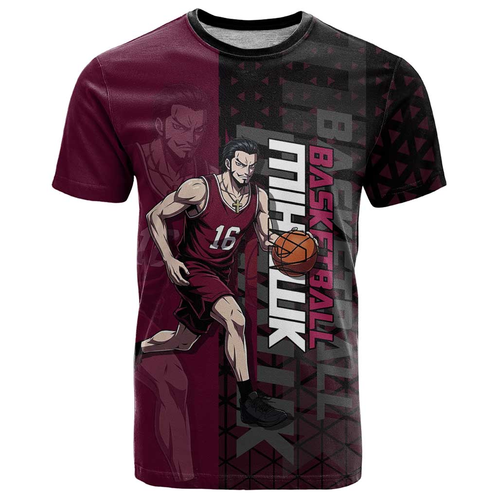 Mihawk One Piece Basketball T Shirt Aggressive Pose - The Mazicc