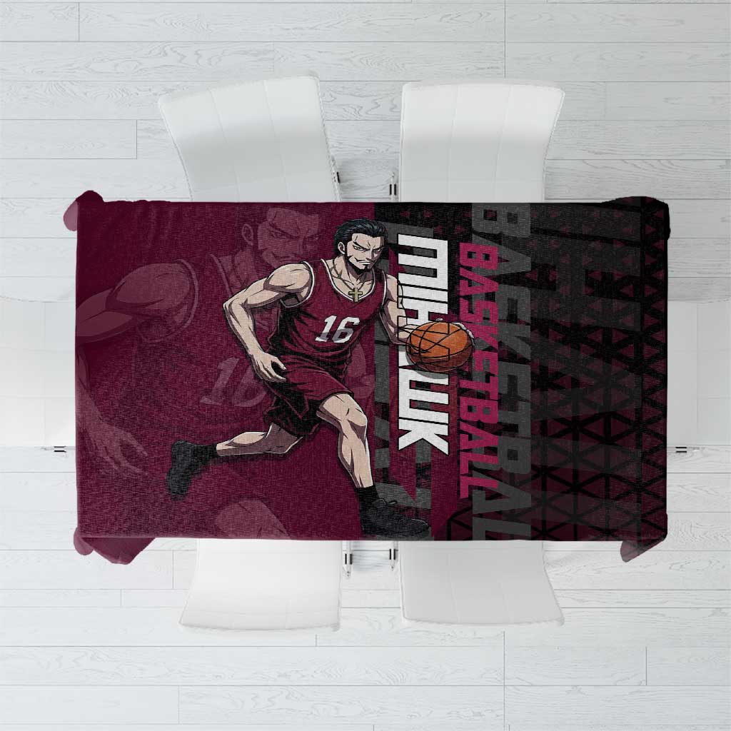Mihawk One Piece Basketball Tablecloth Aggressive Pose - The Mazicc