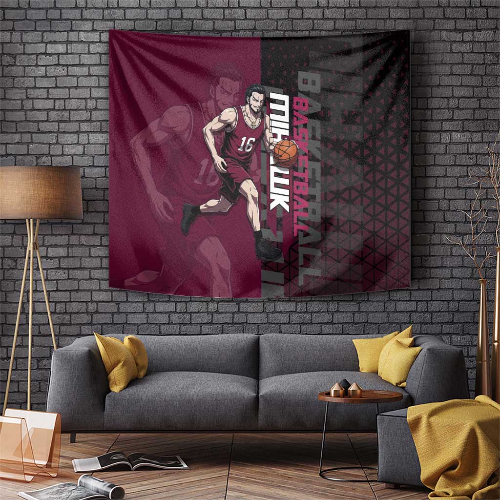 Mihawk One Piece Basketball Tapestry Aggressive Pose - The Mazicc