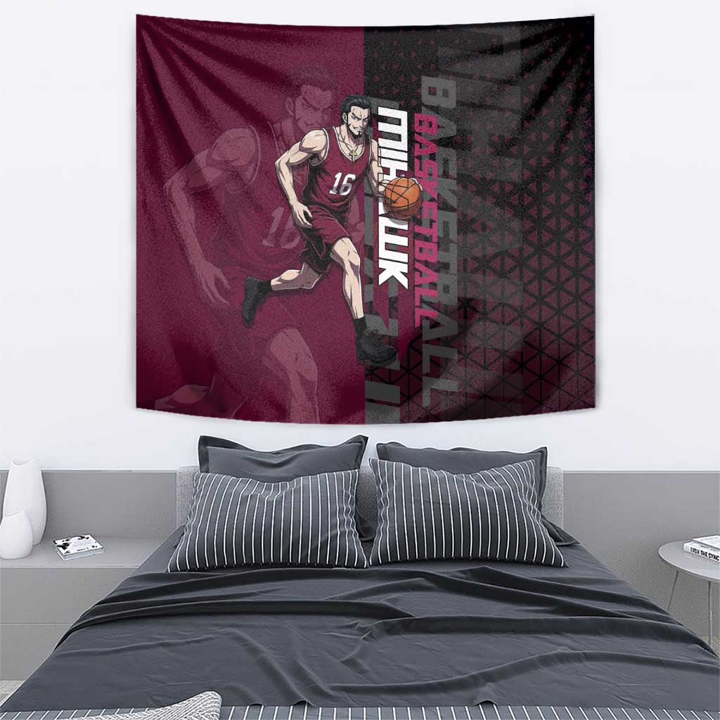 Mihawk One Piece Basketball Tapestry Aggressive Pose - The Mazicc