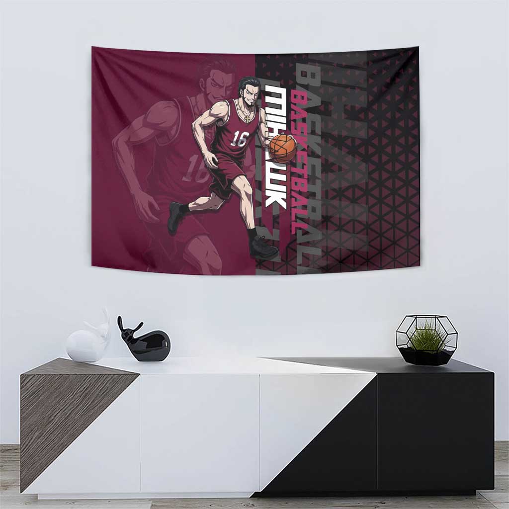 Mihawk One Piece Basketball Tapestry Aggressive Pose - The Mazicc