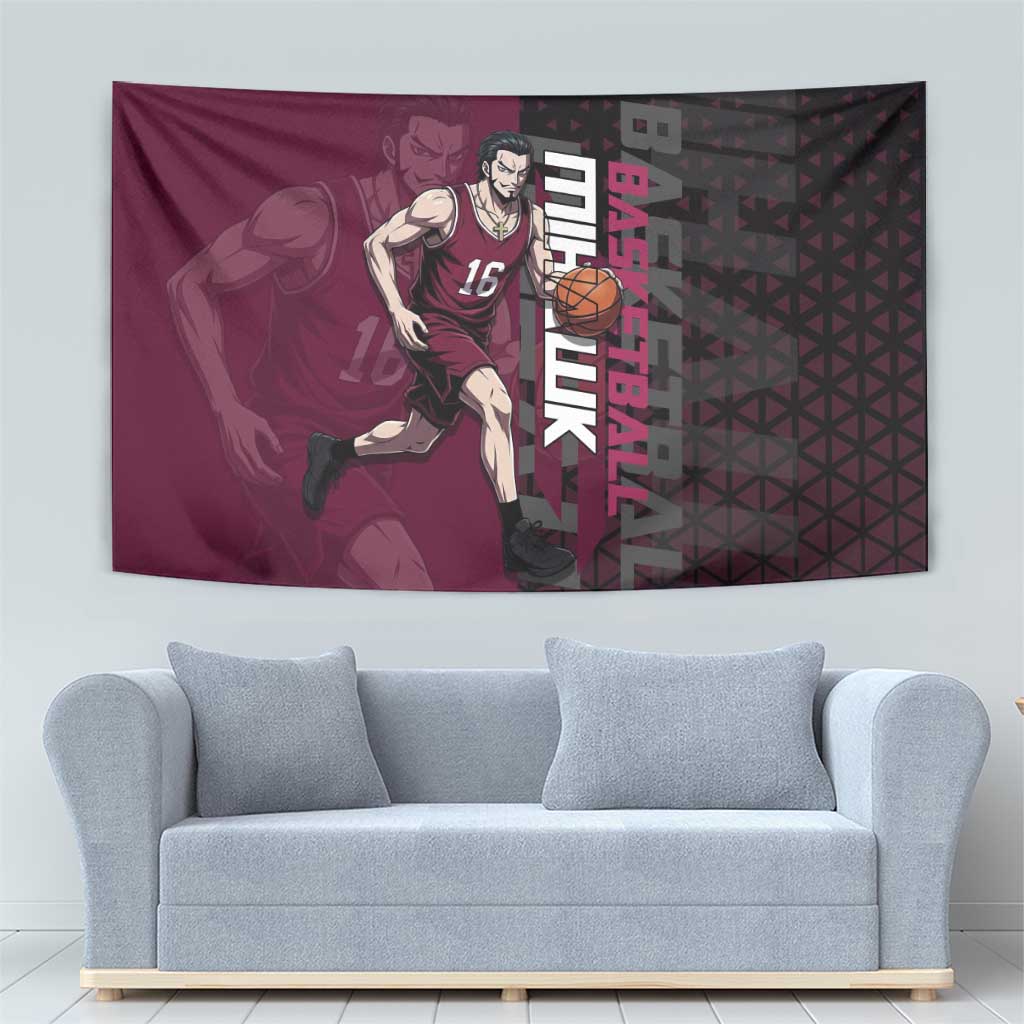 Mihawk One Piece Basketball Tapestry Aggressive Pose - The Mazicc