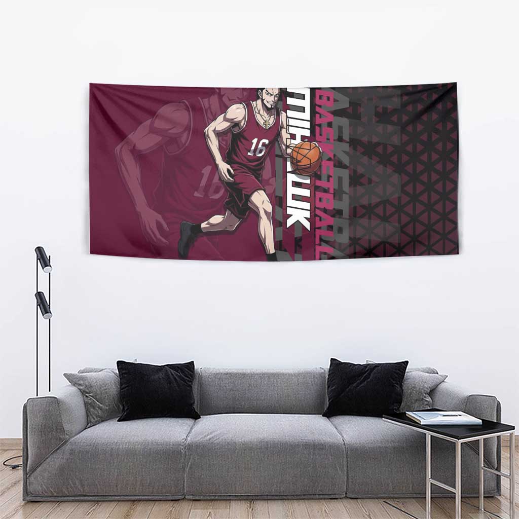 Mihawk One Piece Basketball Tapestry Aggressive Pose - The Mazicc