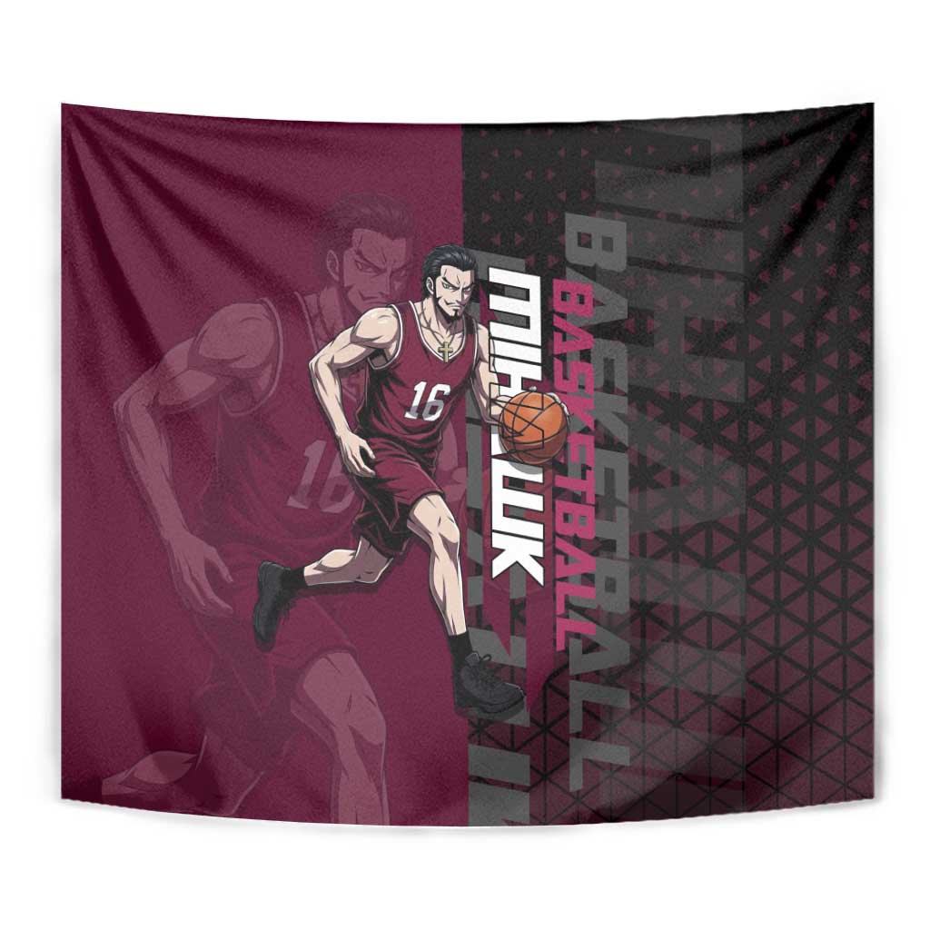 Mihawk One Piece Basketball Tapestry Aggressive Pose - The Mazicc