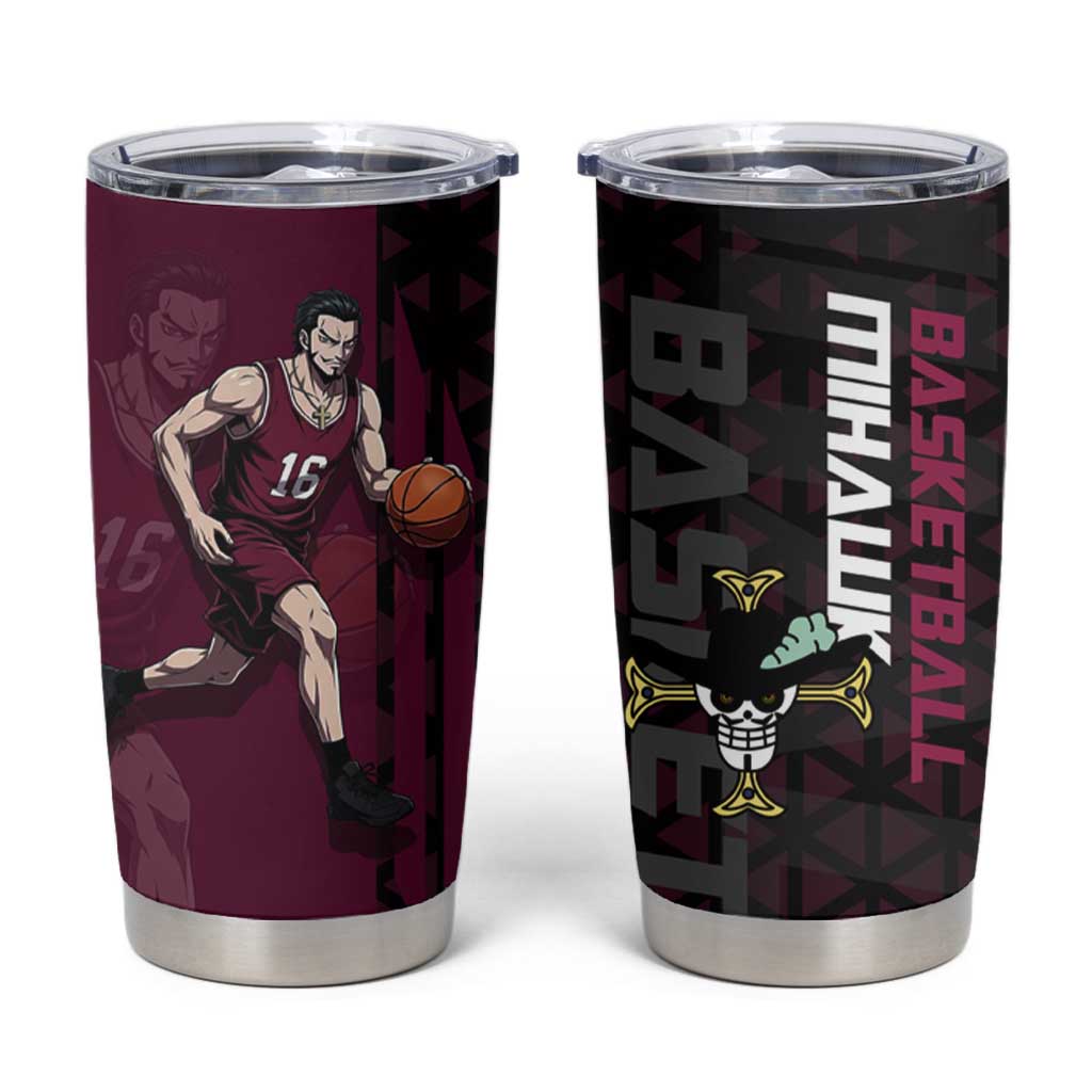 Mihawk One Piece Basketball Tumbler Cup Aggressive Pose - The Mazicc