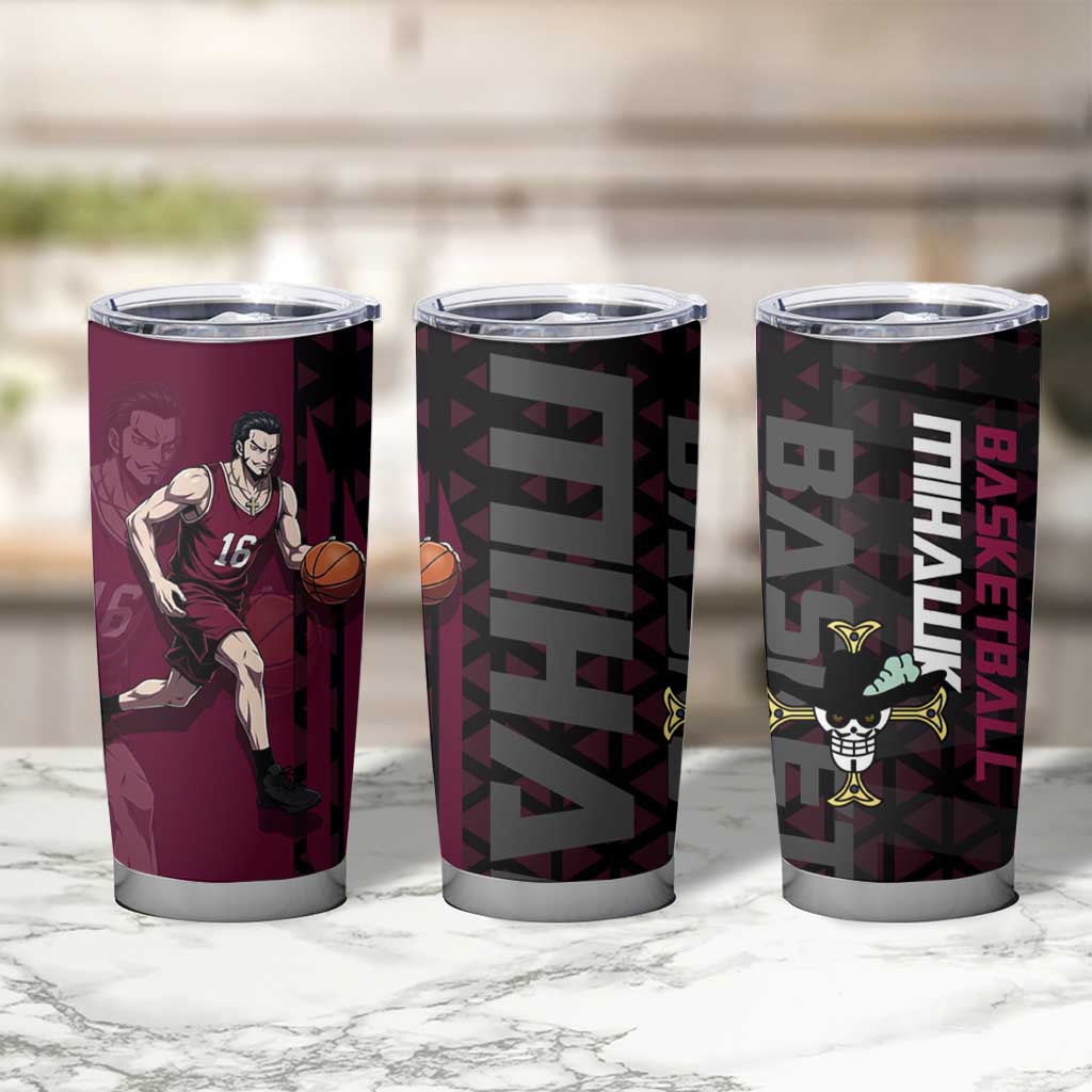 Mihawk One Piece Basketball Tumbler Cup Aggressive Pose - The Mazicc