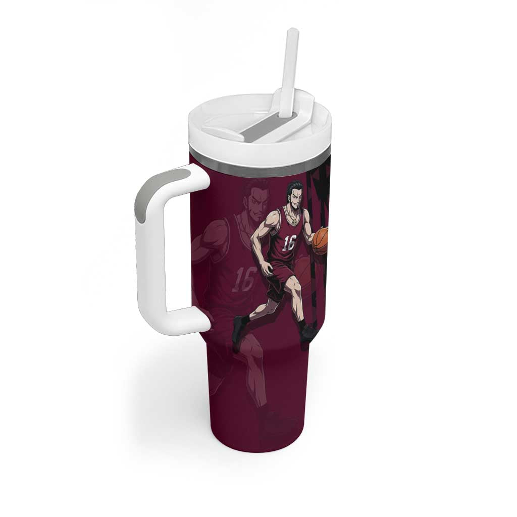 Mihawk One Piece Basketball Tumbler With Handle Aggressive Pose - The Mazicc