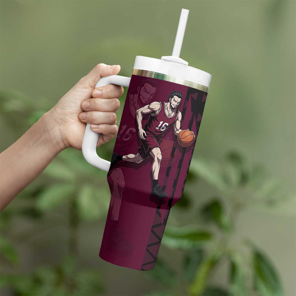 Mihawk One Piece Basketball Tumbler With Handle Aggressive Pose - The Mazicc