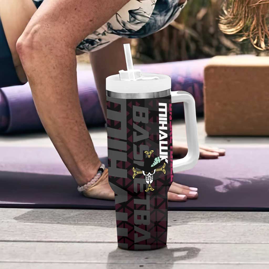 Mihawk One Piece Basketball Tumbler With Handle Aggressive Pose - The Mazicc