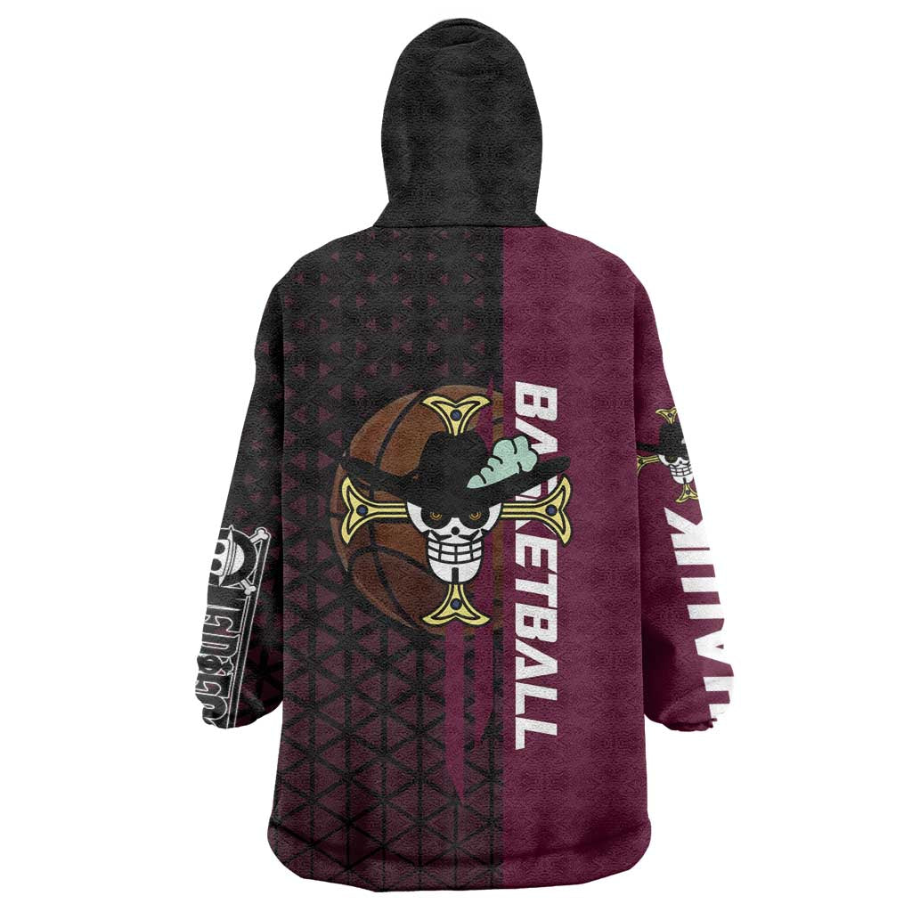 Mihawk One Piece Basketball Wearable Blanket Hoodie Aggressive Pose - The Mazicc
