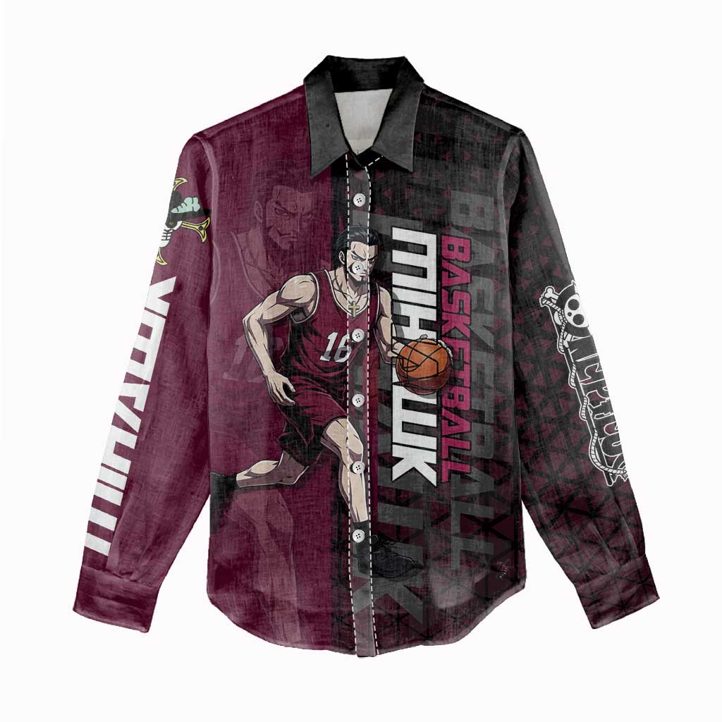Mihawk One Piece Basketball Women Casual Shirt Aggressive Pose - The Mazicc