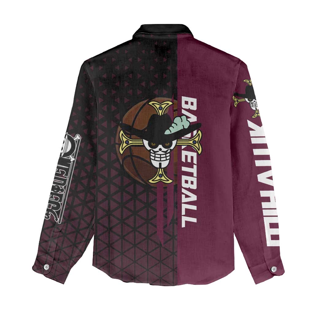 Mihawk One Piece Basketball Women Casual Shirt Aggressive Pose - The Mazicc