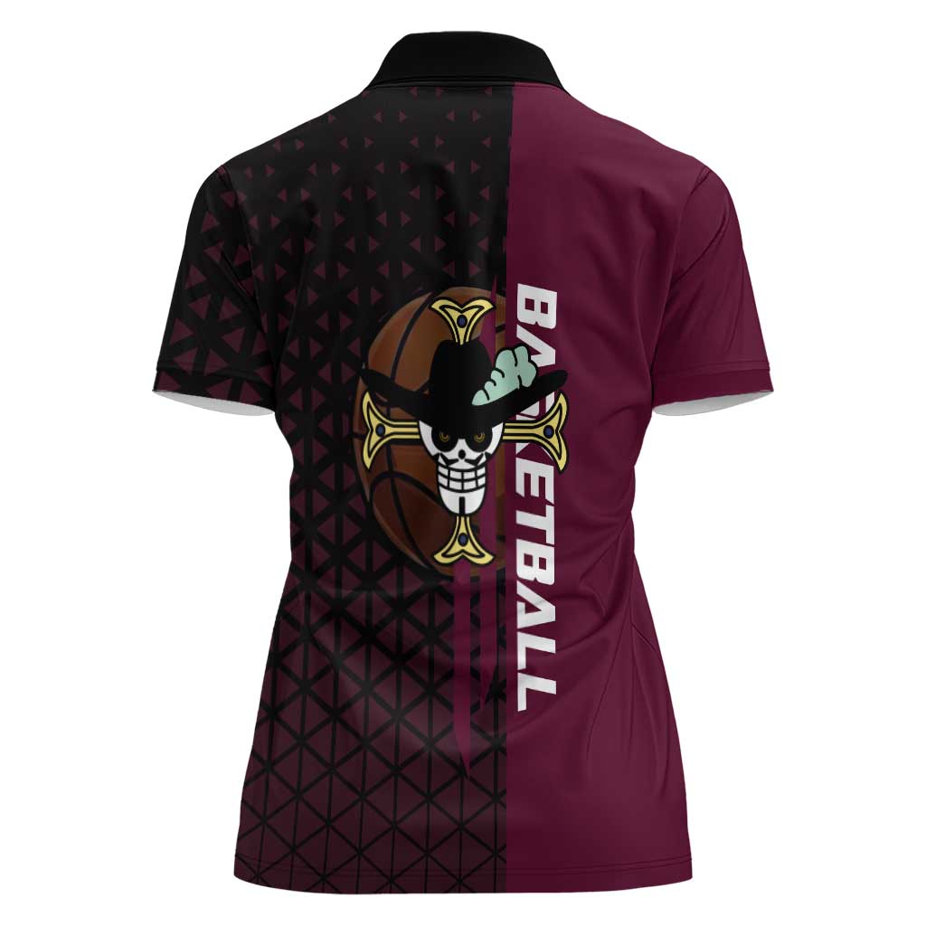 Mihawk One Piece Basketball Women Polo Shirt Aggressive Pose - The Mazicc