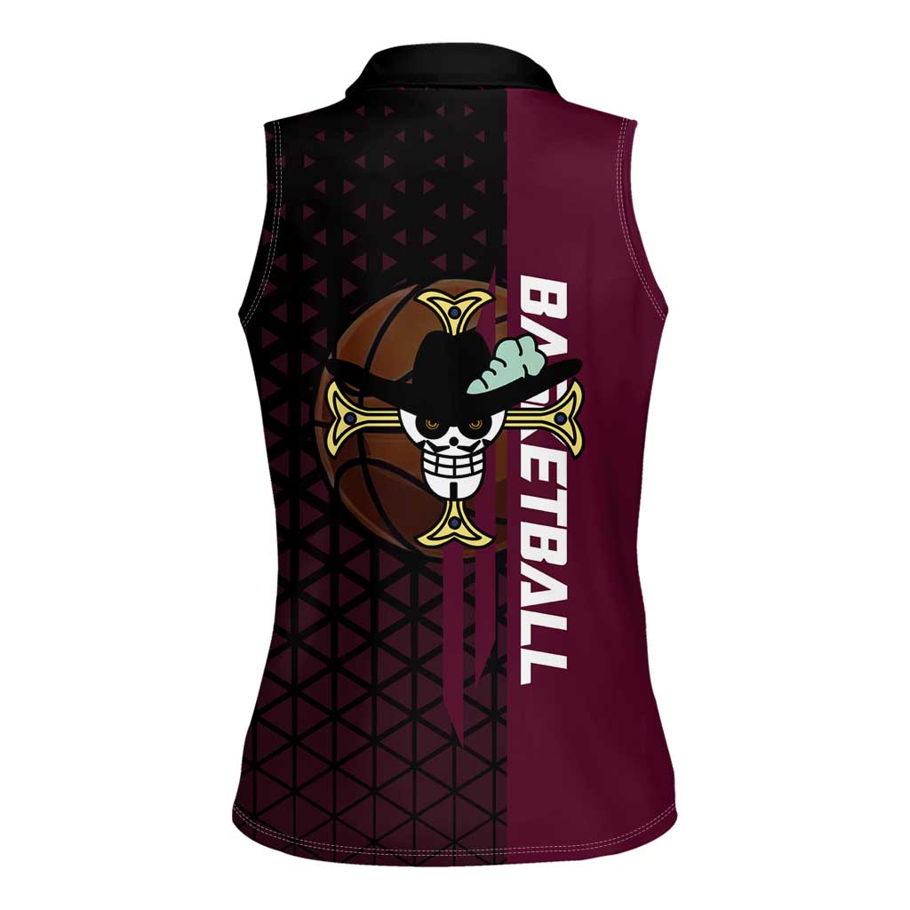 Mihawk One Piece Basketball Women Sleeveless Polo Shirt Aggressive Pose - The Mazicc