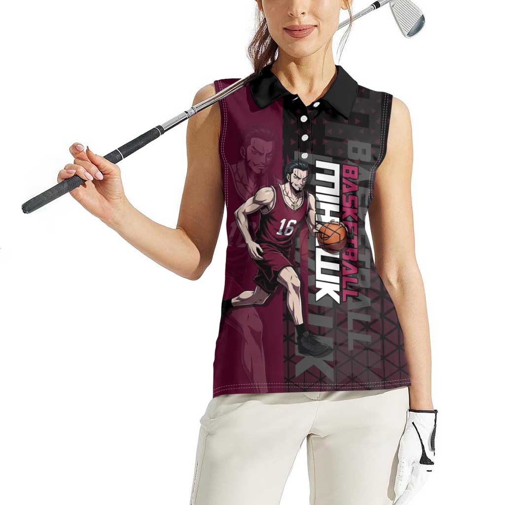 Mihawk One Piece Basketball Women Sleeveless Polo Shirt Aggressive Pose - The Mazicc