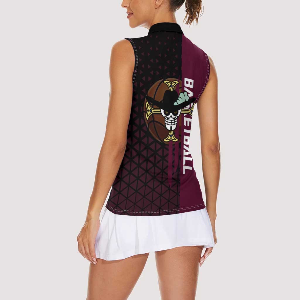 Mihawk One Piece Basketball Women Sleeveless Polo Shirt Aggressive Pose - The Mazicc