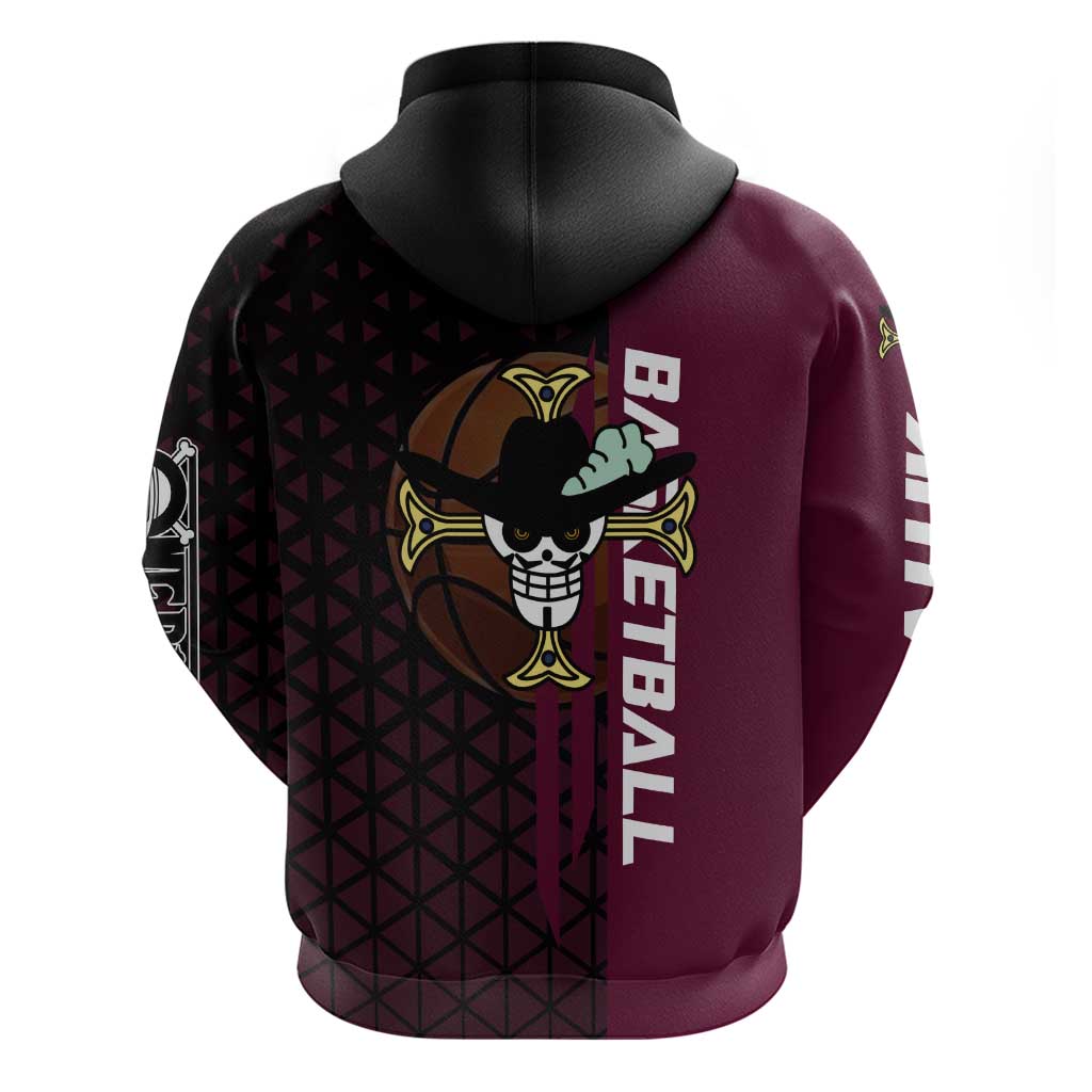Mihawk One Piece Basketball Zip Hoodie Aggressive Pose - The Mazicc