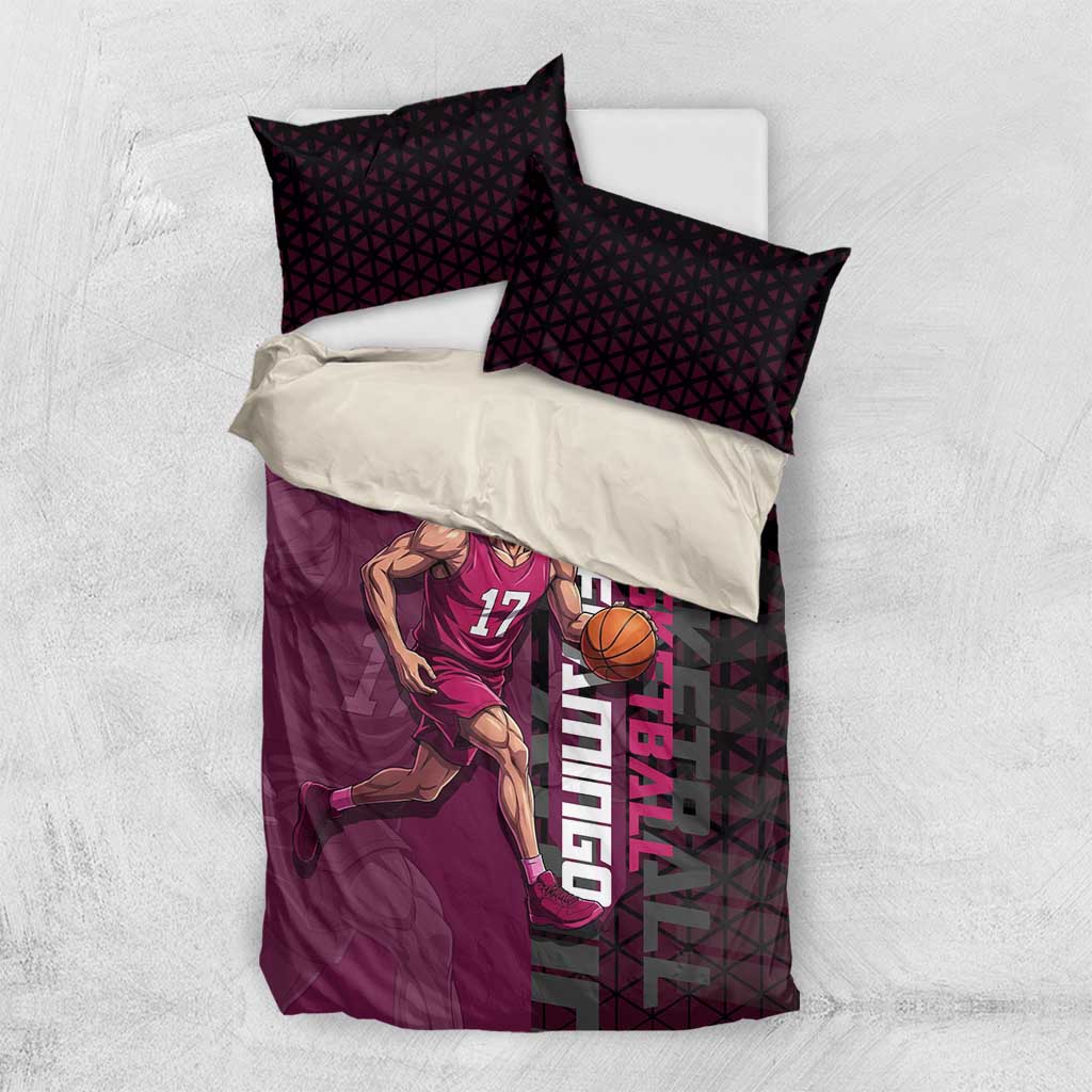 Donquixote Doflamingo One Piece Basketball Theme Maroon and Black Design Bedding Set with Smiling Emblem and Aggressive Pose - The Mazicc