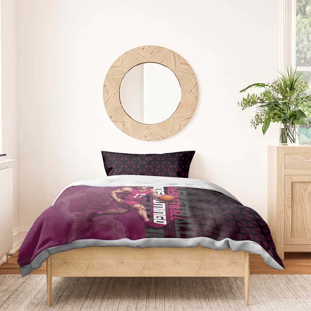 Donquixote Doflamingo One Piece Basketball Theme Maroon and Black Design Bedding Set with Smiling Emblem and Aggressive Pose - The Mazicc