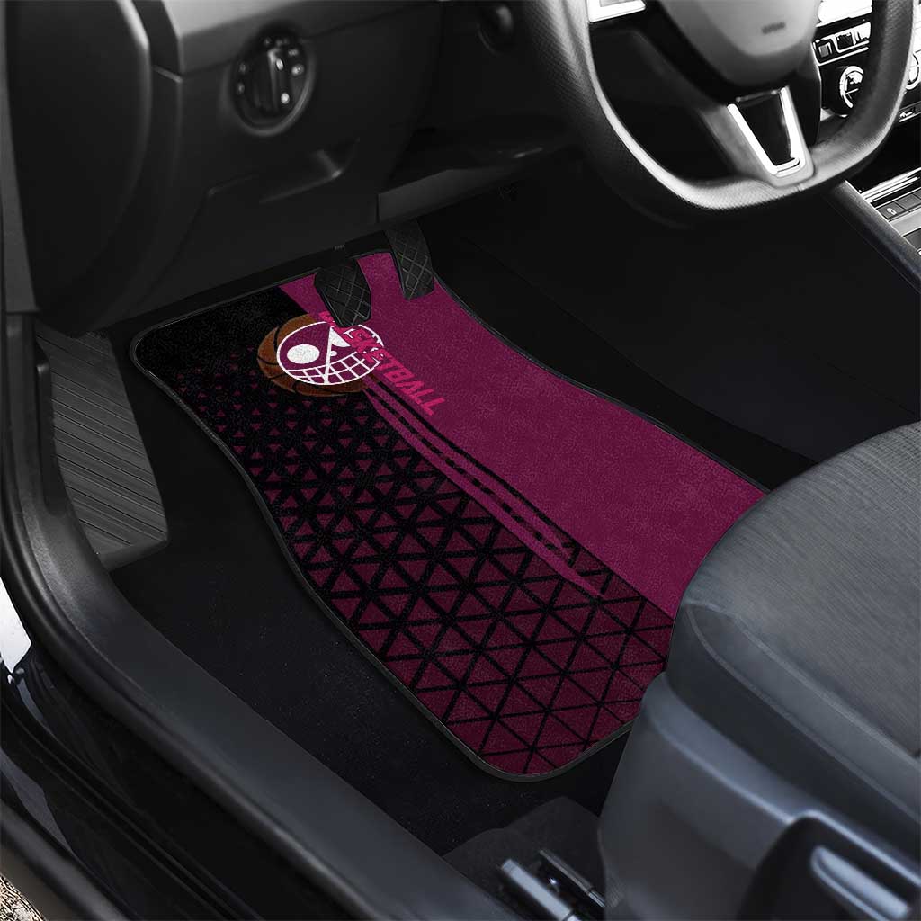 Donquixote Doflamingo One Piece Basketball Theme Maroon and Black Design Car Mats with Smiling Emblem and Aggressive Pose - The Mazicc