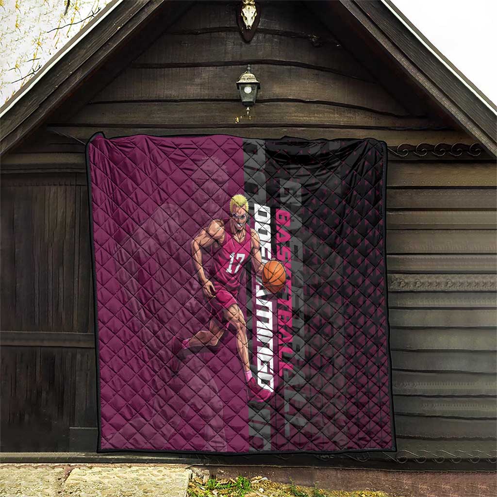 Donquixote Doflamingo One Piece Basketball Theme Maroon and Black Design Quilt with Smiling Emblem and Aggressive Pose - The Mazicc