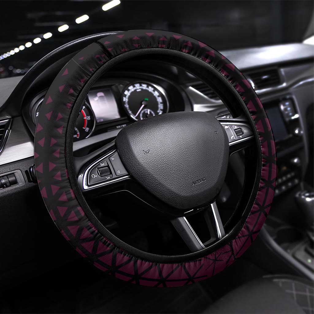 Donquixote Doflamingo One Piece Basketball Theme Maroon and Black Design Steering Wheel Cover with Smiling Emblem and Aggressive Pose - The Mazicc