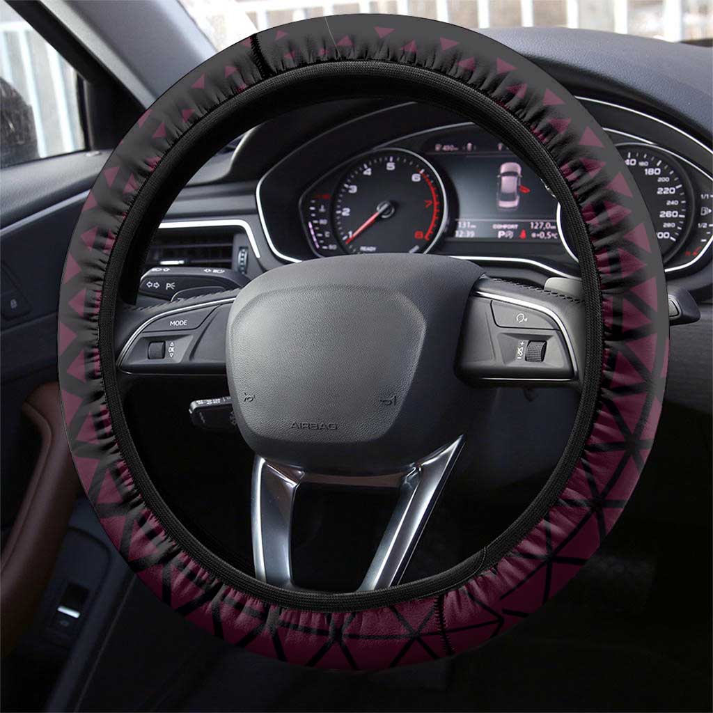 Donquixote Doflamingo One Piece Basketball Theme Maroon and Black Design Steering Wheel Cover with Smiling Emblem and Aggressive Pose - The Mazicc
