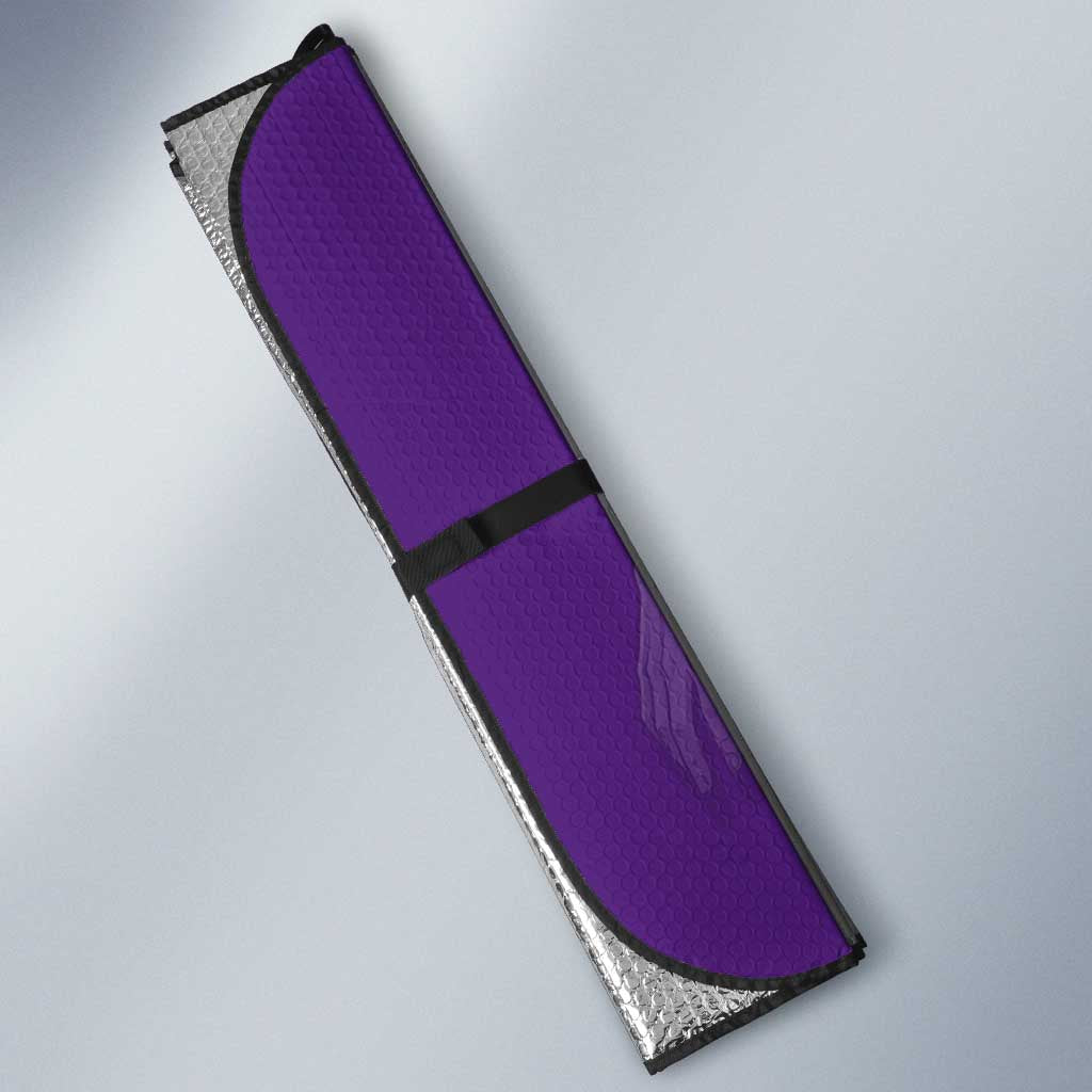 Marco One Piece Basketball Theme Purple and Black Design Auto Sun Shade with Phoenix Emblem and Action Pose - The Mazicc