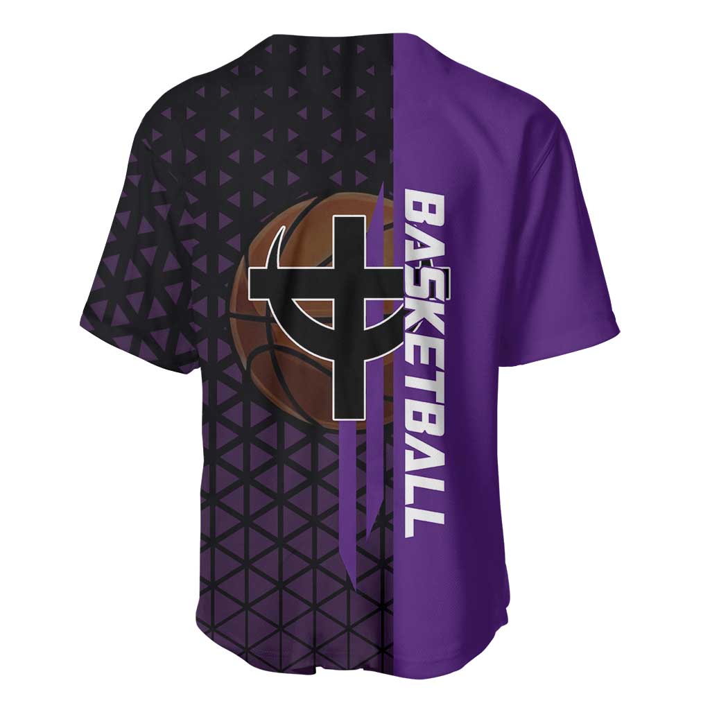 Marco One Piece Basketball Theme Purple and Black Design Baseball Jersey with Phoenix Emblem and Action Pose - The Mazicc