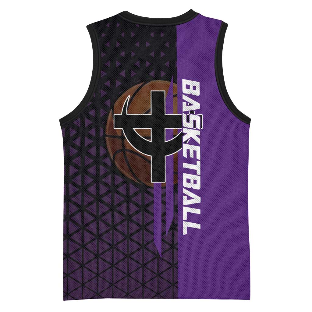 Marco One Piece Basketball Theme Purple and Black Design Basketball Jersey with Phoenix Emblem and Action Pose - The Mazicc