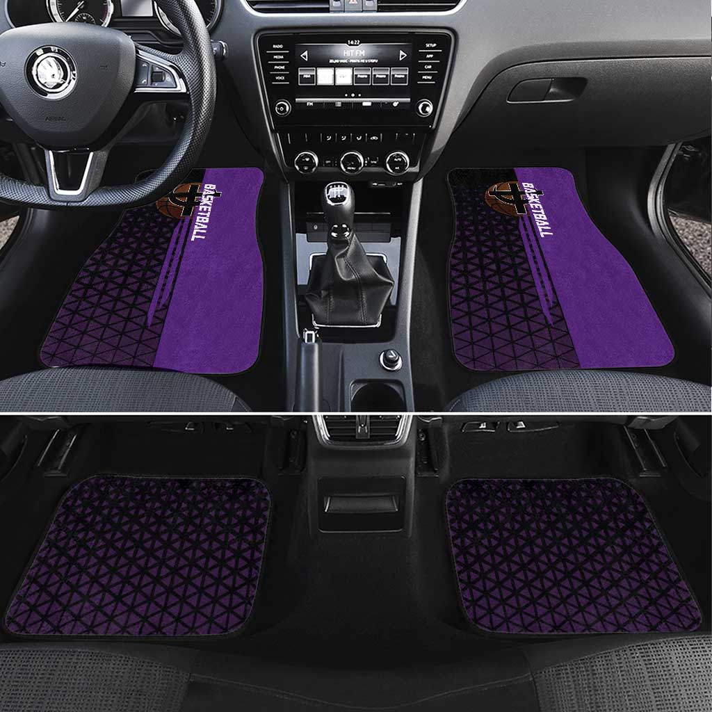 Marco One Piece Basketball Theme Purple and Black Design Car Mats with Phoenix Emblem and Action Pose - The Mazicc