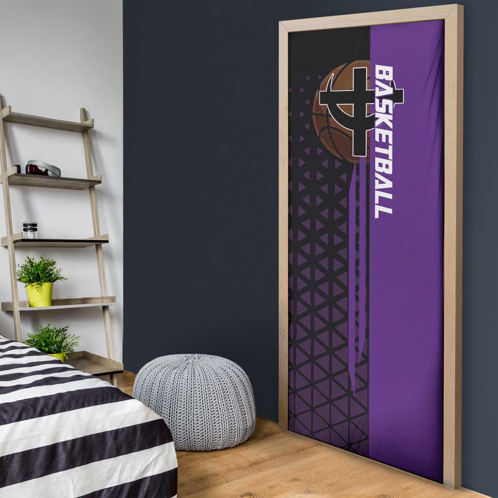 Marco One Piece Basketball Theme Purple and Black Design Door Cover with Phoenix Emblem and Action Pose - The Mazicc