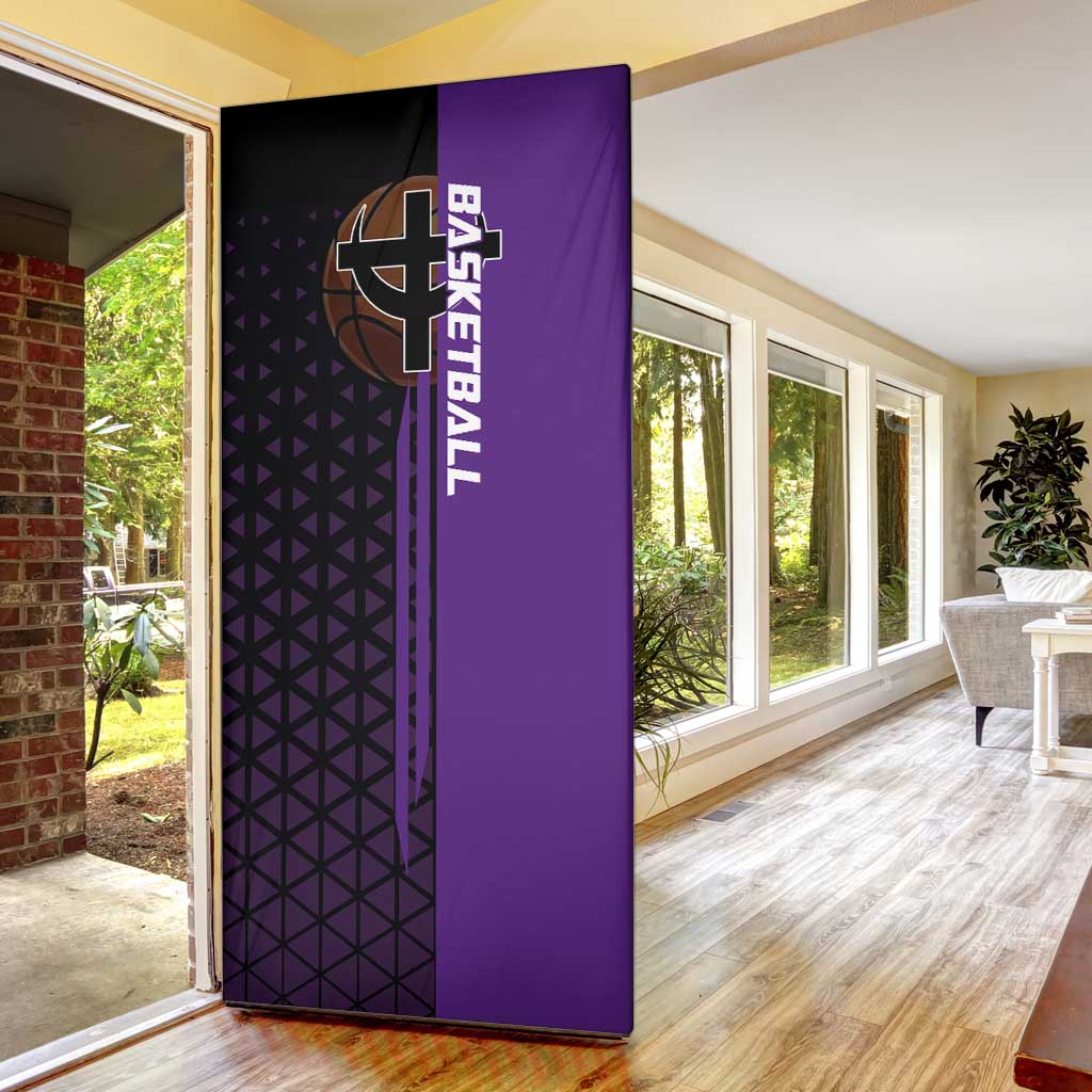 Marco One Piece Basketball Theme Purple and Black Design Door Cover with Phoenix Emblem and Action Pose - The Mazicc