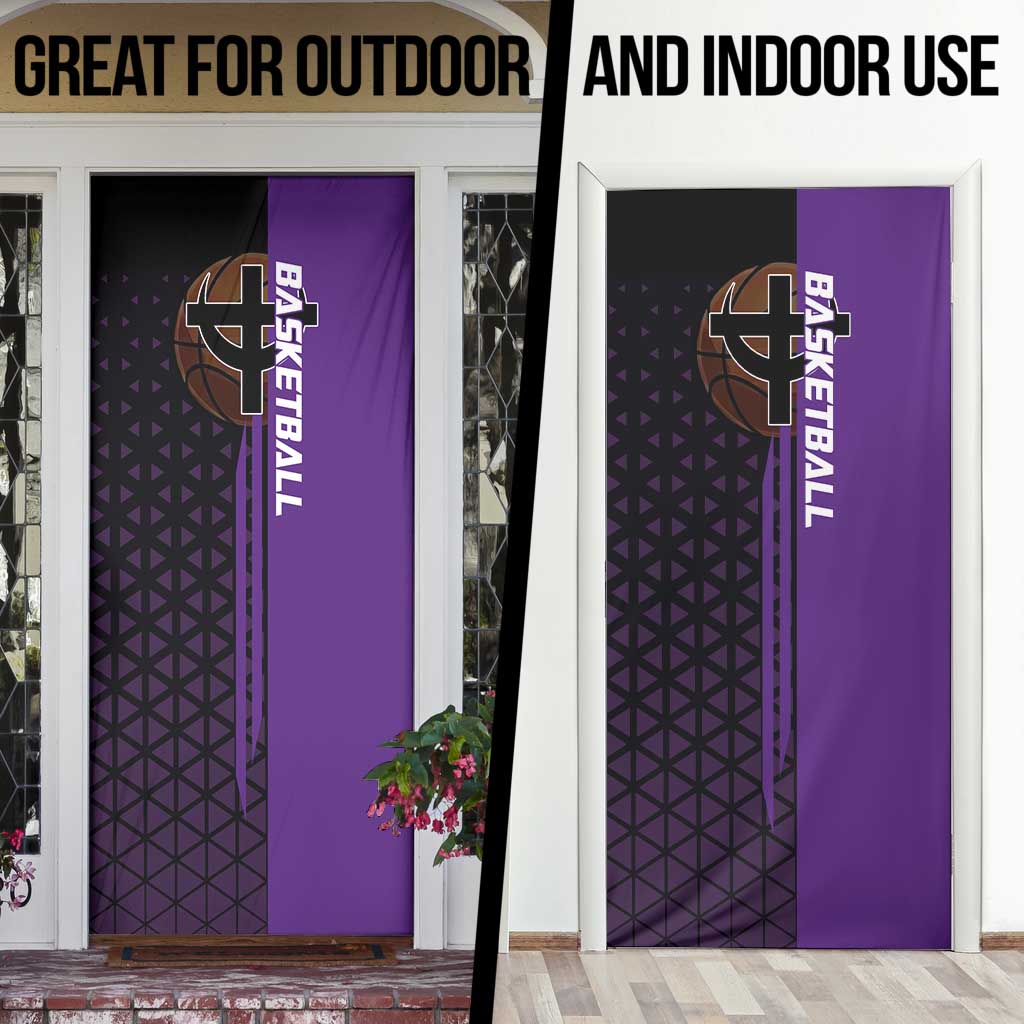 Marco One Piece Basketball Theme Purple and Black Design Door Cover with Phoenix Emblem and Action Pose - The Mazicc