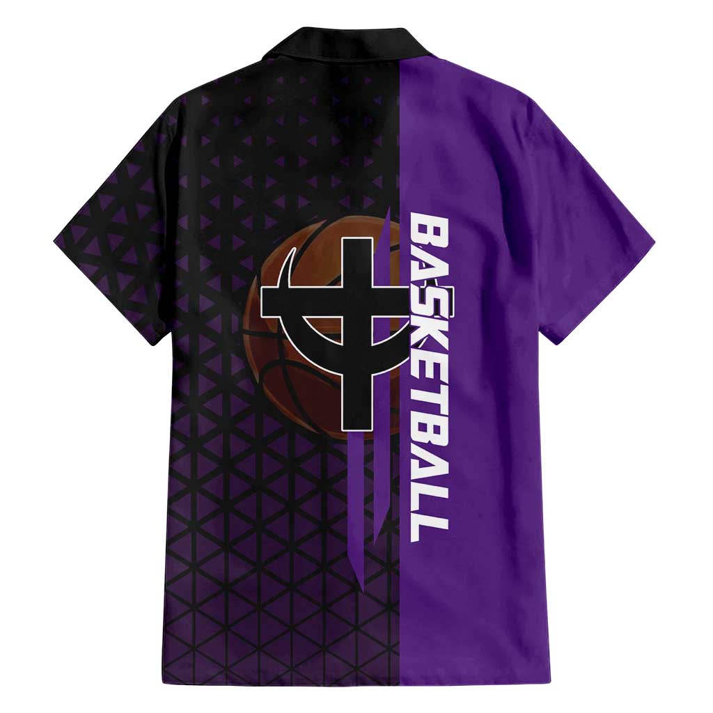 Marco One Piece Basketball Theme Purple and Black Design Family Matching Long Sleeve Bodycon Dress and Hawaiian Shirt with Phoenix Emblem and Action Pose